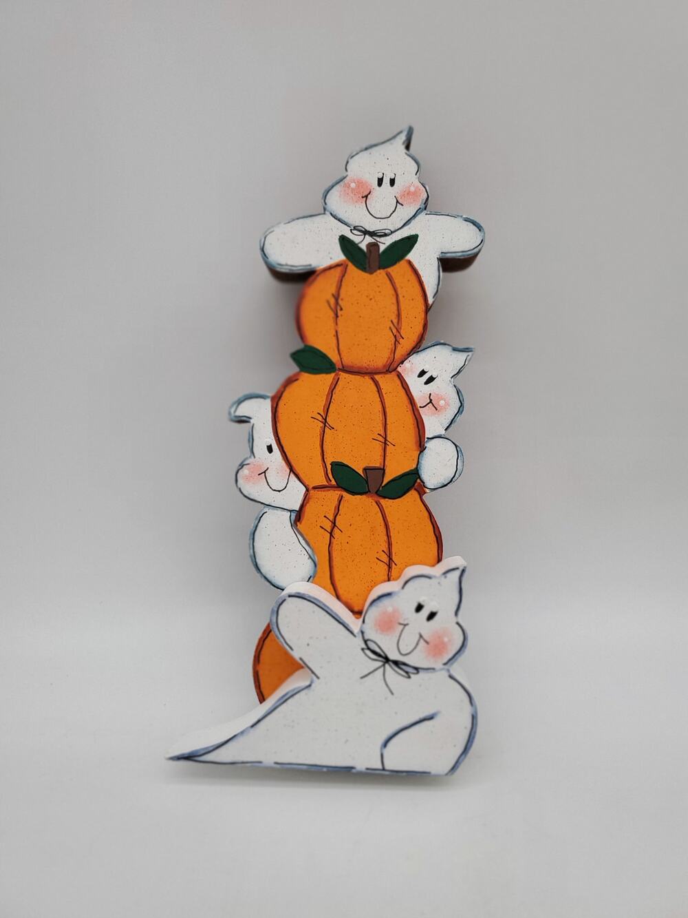 Ghost Pumpkin Wooden Figurine